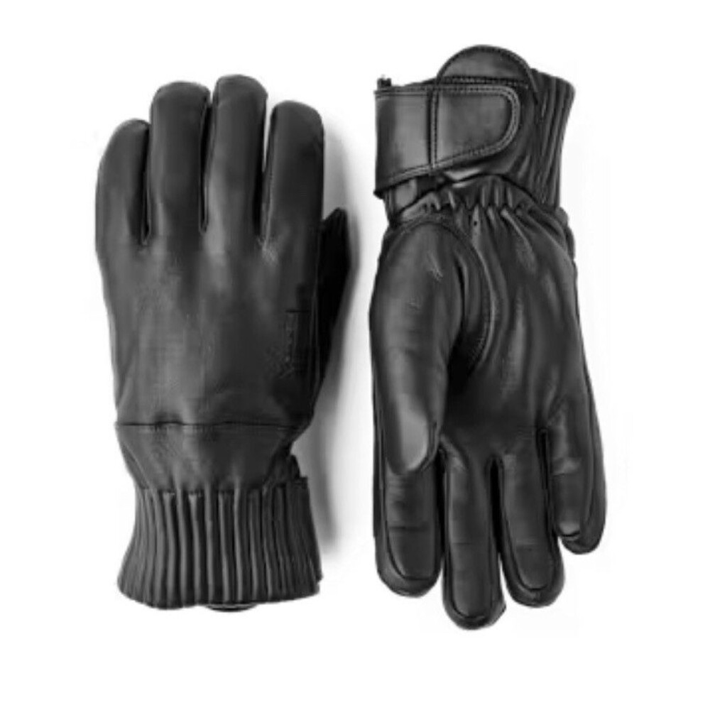 NEW Hestra Alpine Idre Wool Black Lambskin Leather 5 Finger Gloves Size 10 / XL